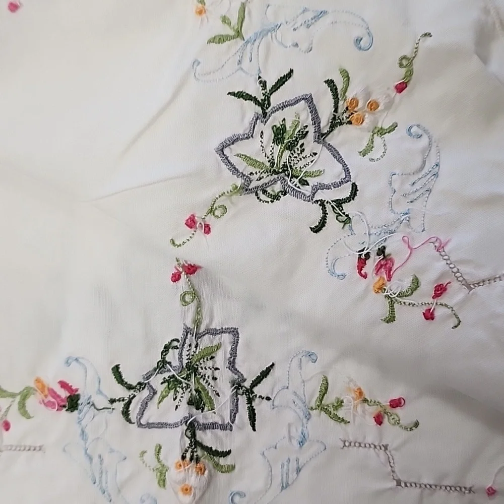 Vintage Handmade Embroidered Tea Towels & Matching Table Runner